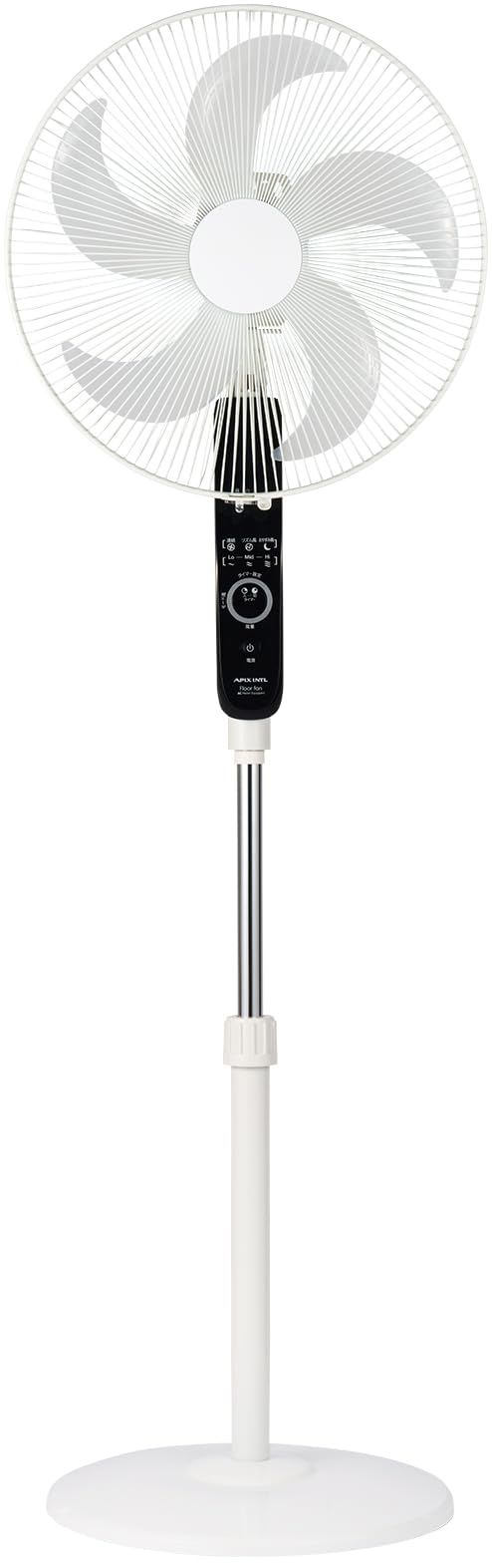 新品 アピックス(APIX INTL) リモコン付きDCフロアー扇風機 リビング 扇 静音 electric fan リモコン付 5枚羽根(直径約40㎝) 風量3段階 上下左右首振り タイマー付 モード風(2種類) AFL-256R(WH)