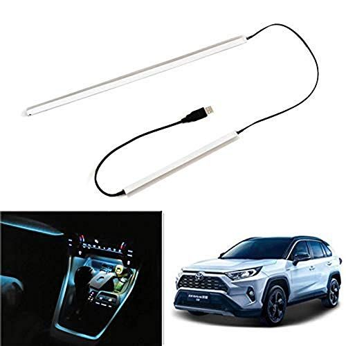 トヨタRAV4 50系専用 センター＋助手席トレー照明シリコン防水 ドームライト配線不要 USB入力 LEDライト (アイスブルー)ts 0735a383