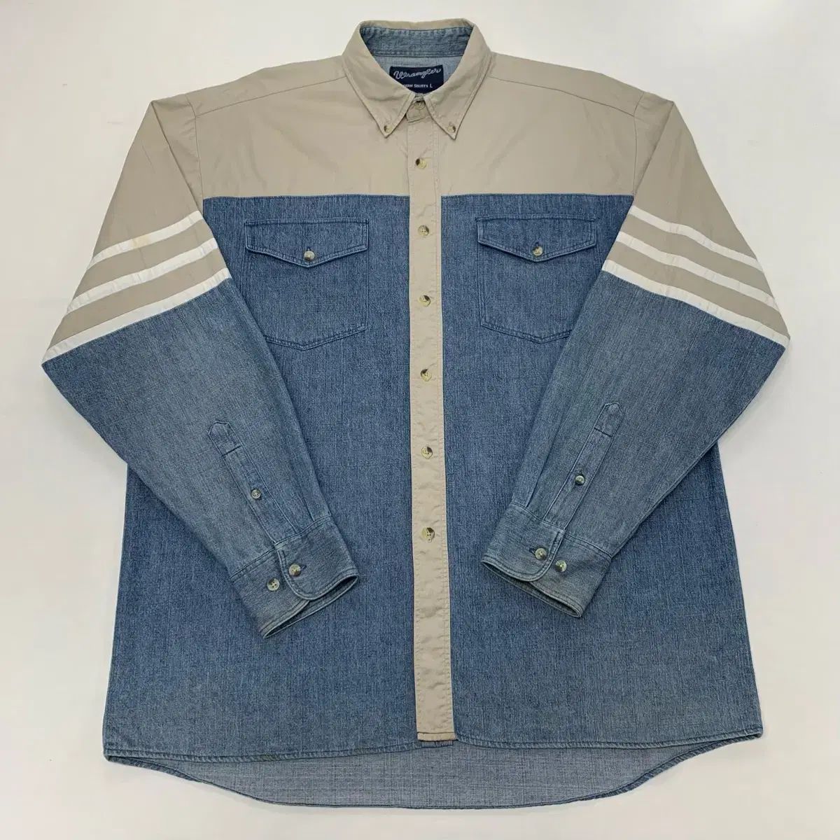 Wrangler ラングラー 90s デニム バイカラー ウエスタンシャツ (L)