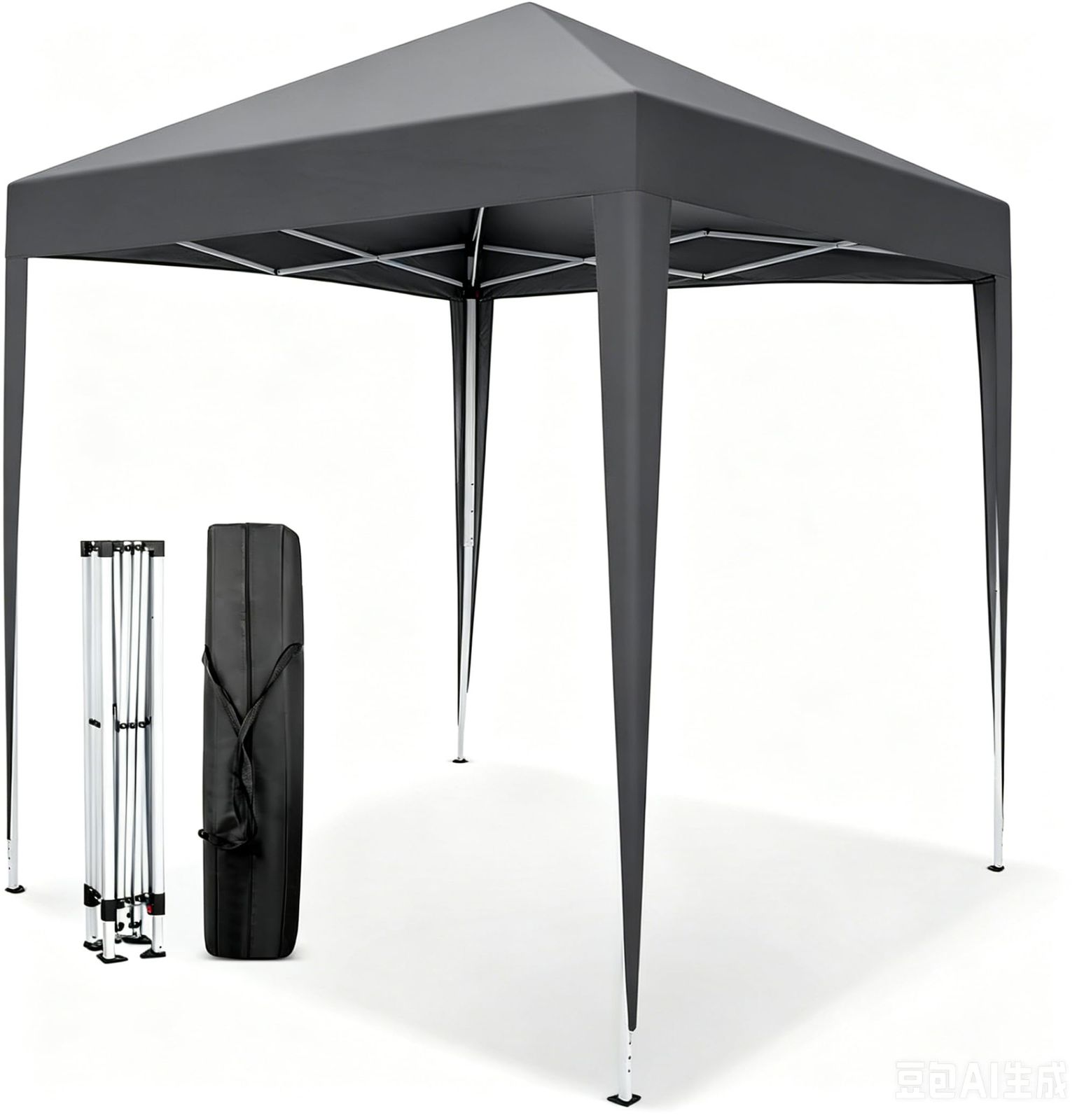 TOPAIM 2m×2m タープテント 大型イベント3段階高さ調節可能 耐水防水 UV カット日よけ 専用収納ケース付き キャンプ・遠足・花見・運動会・公園・建築現場・工事現場・屋外電気メンテナンス アウトドアイベント用品(2m/Gray（サイドシートなし）)