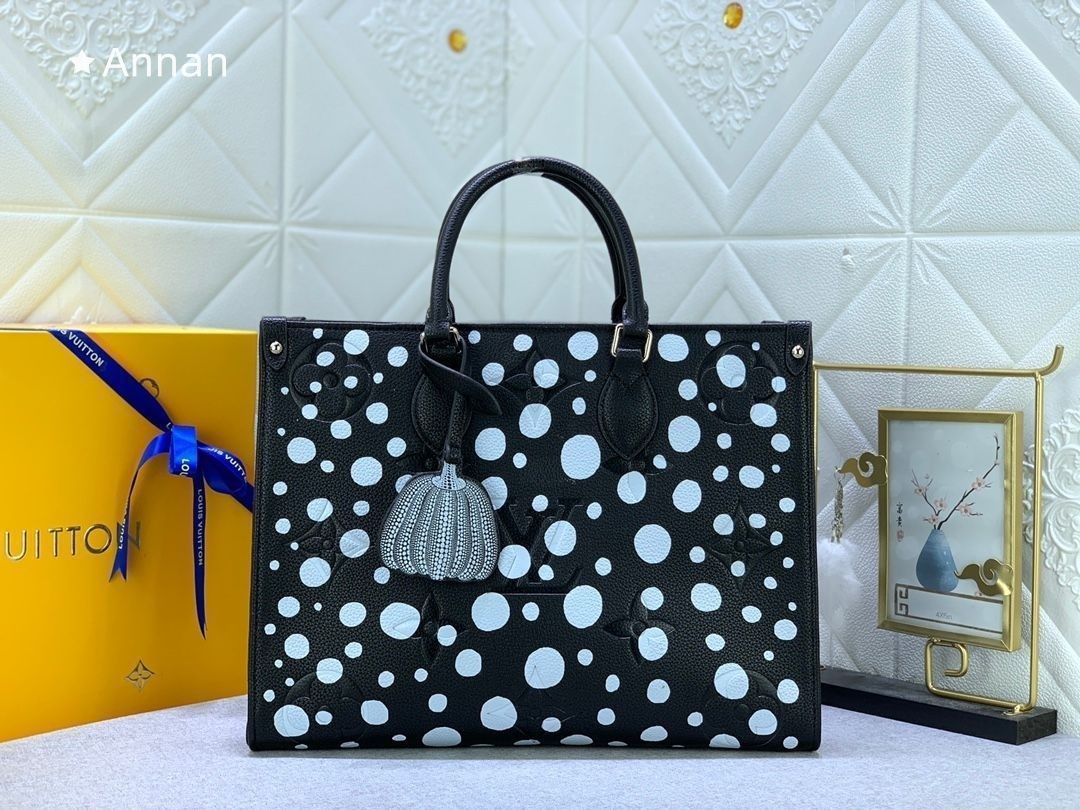 LOUIS VUITTON ルイヴィトン トートバッグ レディース LV×YK オンザゴーMM On the go 草間彌生 インフィニティドット かばん 鞄 M46389