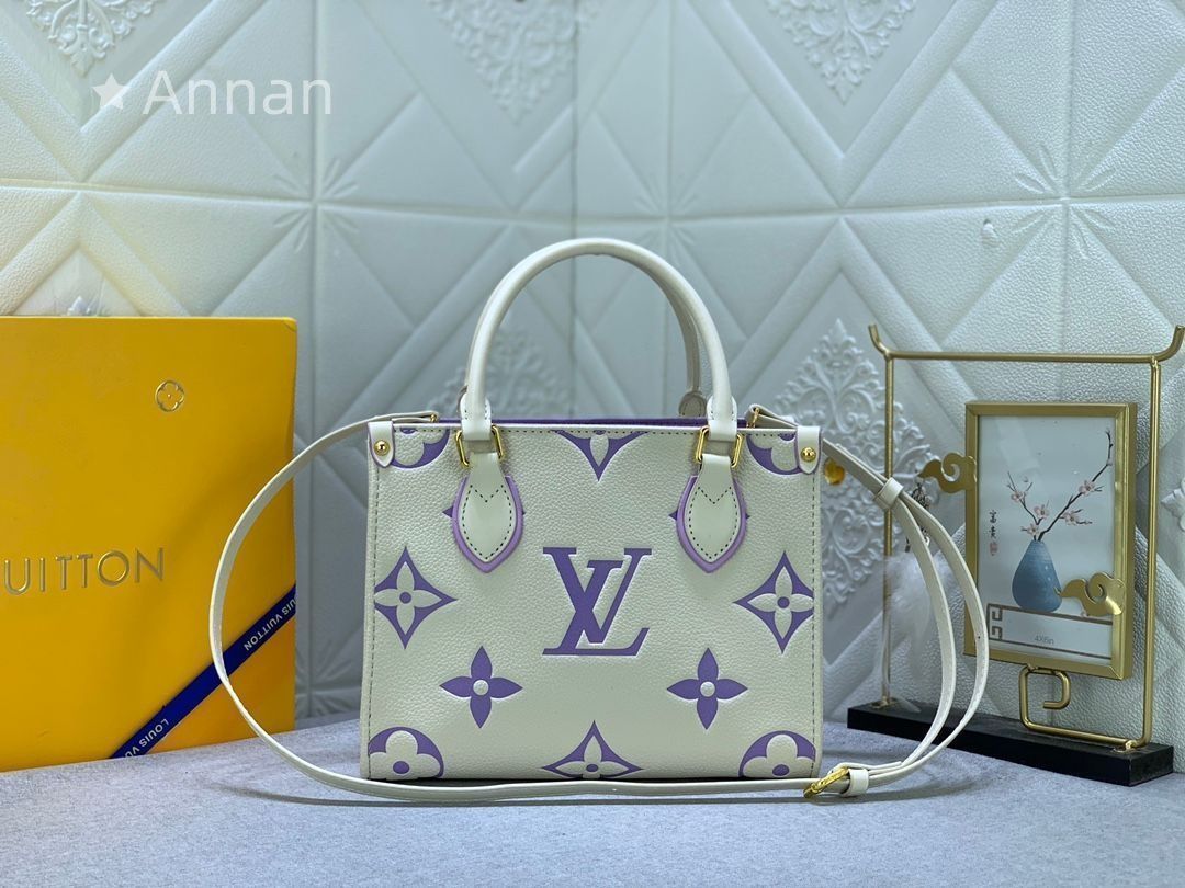 美品 LOUIS VUITTON ルイヴィトン ハンドバッグ バイカラー モノグラム アンプラント オンザゴー PM バッグ