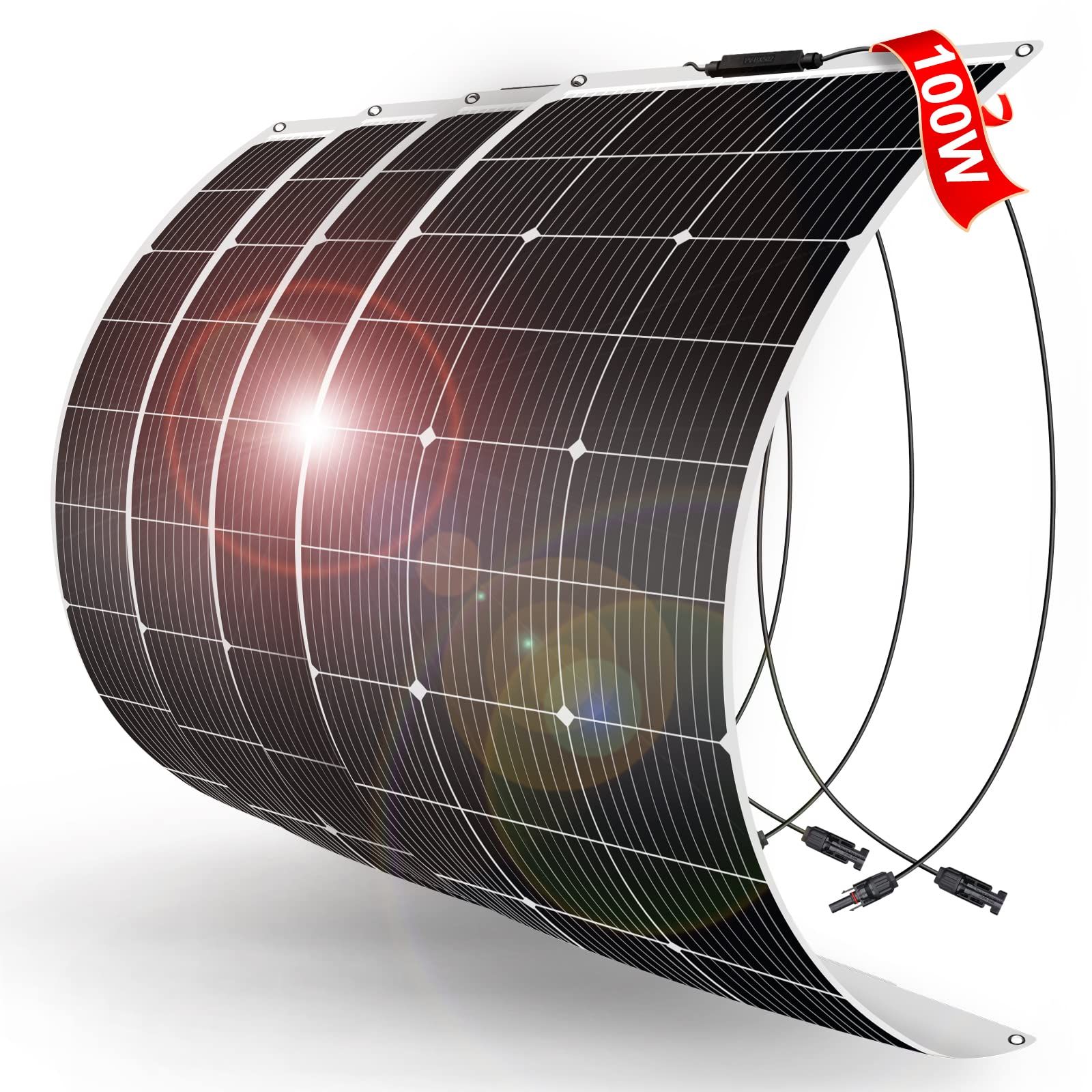 DOKIO ソーラーパネル 400W フレキシブル 防災対策 単結晶 4枚*100W 18v ポータブル電源や12Ｖバッテり適用 自作のソーラー発電に最適な小型・家庭用太陽光パネル 太陽光パネル 曲げ可能 IP67防水防塵 車中泊 野外 災害対策 変換効率Ju