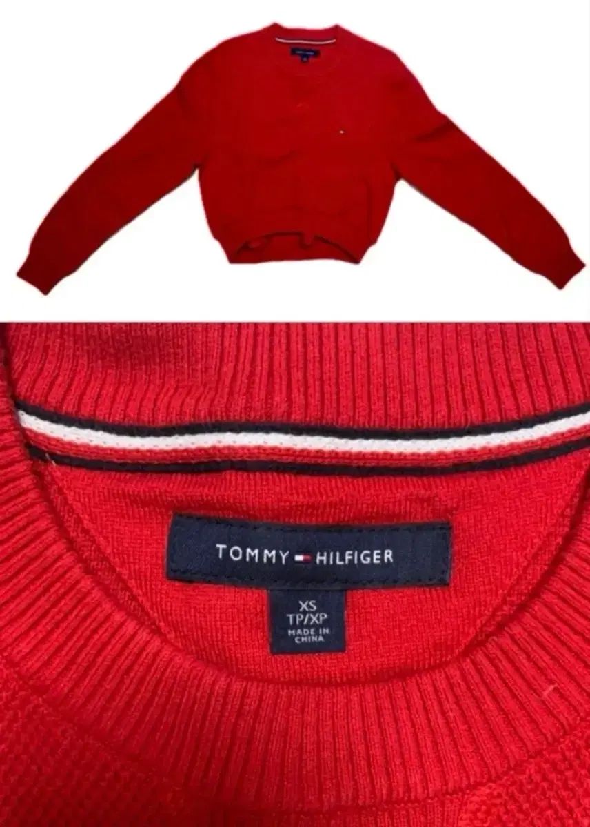 TOMMY HILFIGER トミーヒルフィガー レッド クロップド ニット