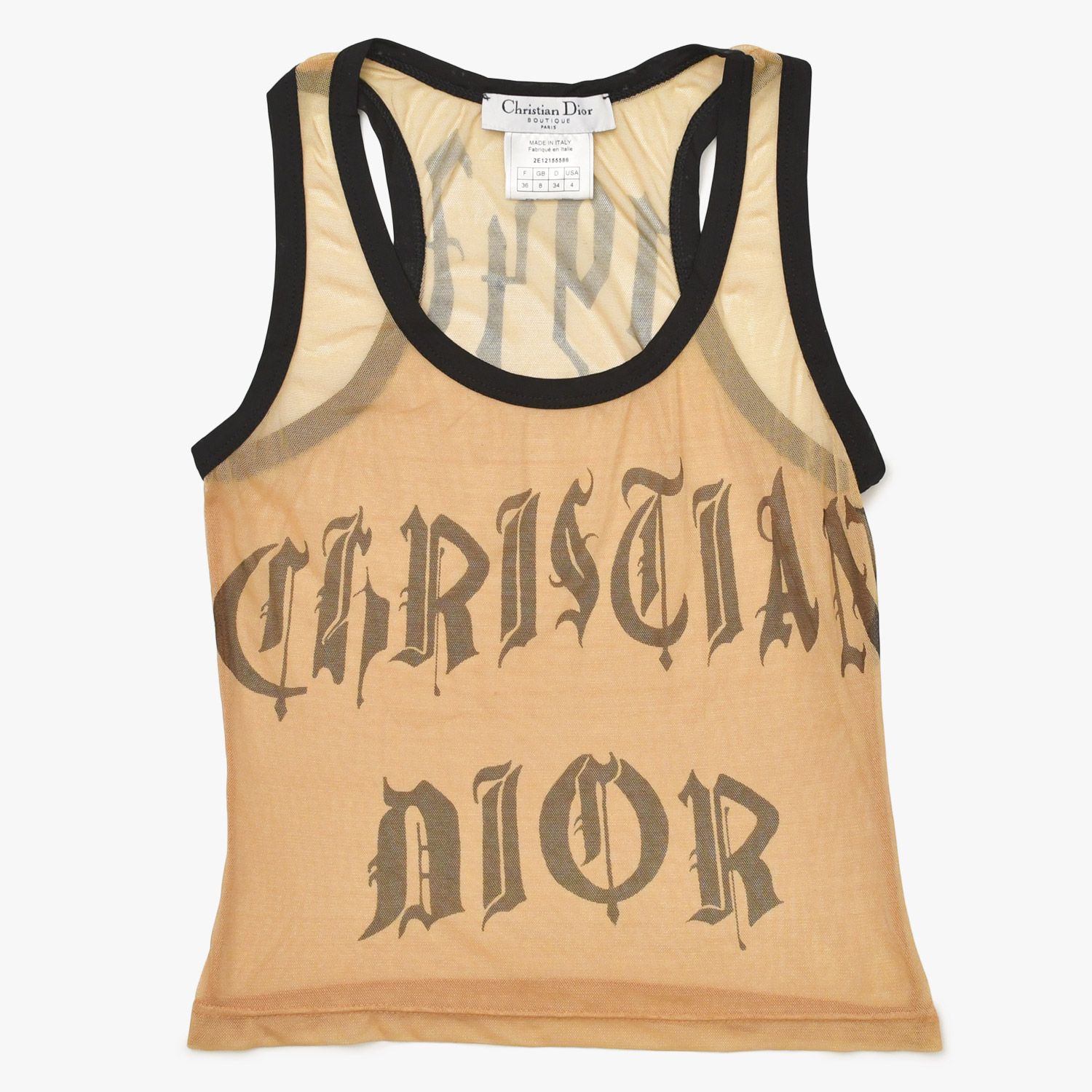 極美品 Christian Dior クリスチャンディオール メッシュタンクトップ