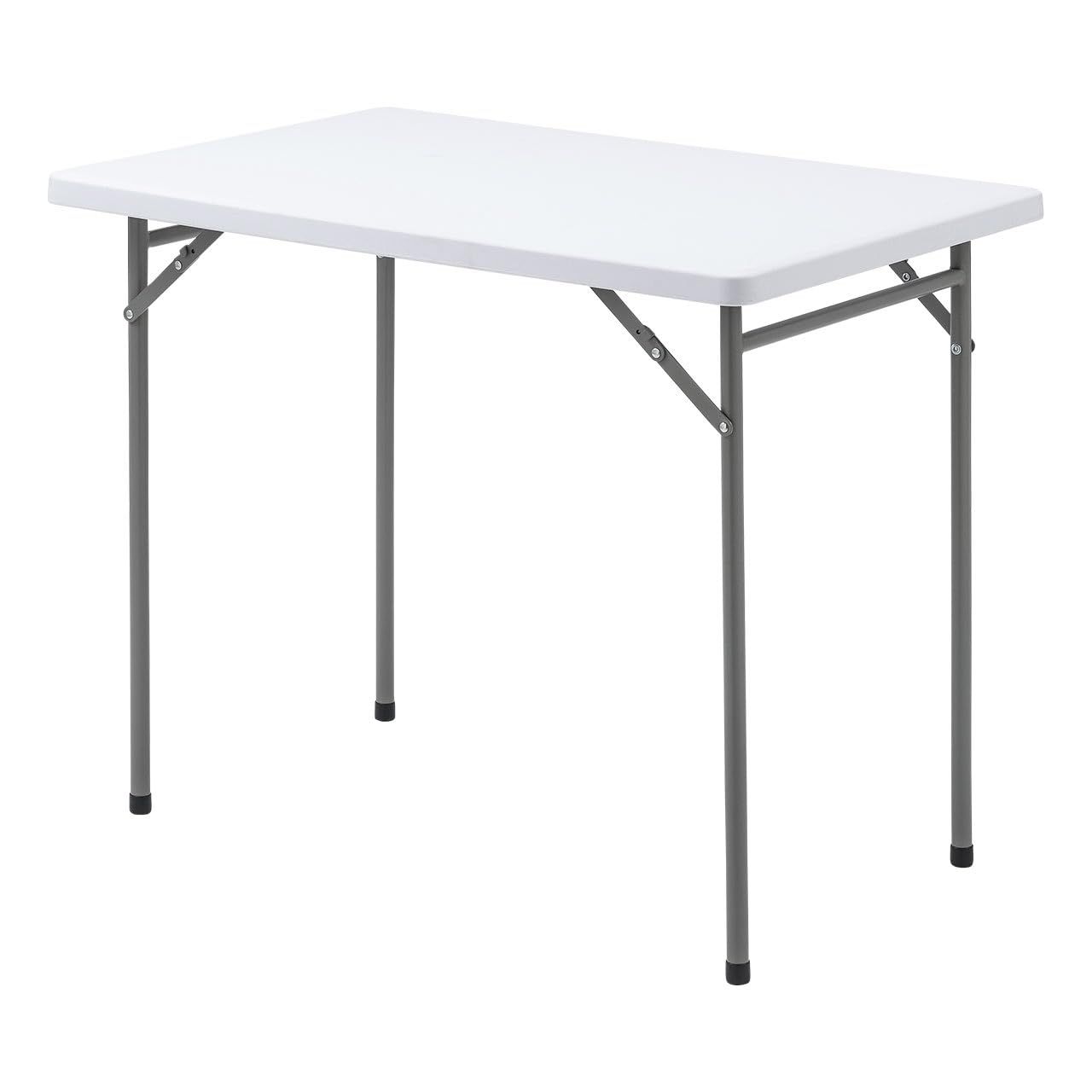 サンワダイレクト 折りたたみテーブル 幅90cm×奥行60cm×高さ74cm 耐荷重30? 樹脂天板 軽量 6.4? アウトドア 屋外 ミニデスク ホワイト 100-FD025WJu