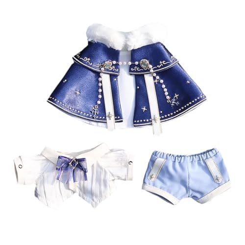 niannyyhouse ぬい服 10cm 20cm シャツとパンツ付きの青いケープスーツ