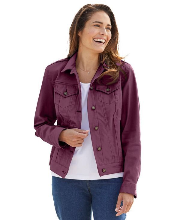 ウーマン ウィズイン レディース アウター ジャケット・ブルゾン デニム ジャケット Woman Within Womens Within Stretch Denim Jean Jacket Deep