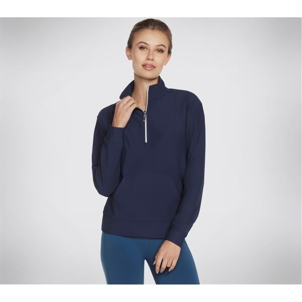 スケッチャーズ レディース アウター パーカー・スウェット フリース Skechers Goluxe Rib 1 4 Zip Fleece Womens Navy ネイビー 6,826円