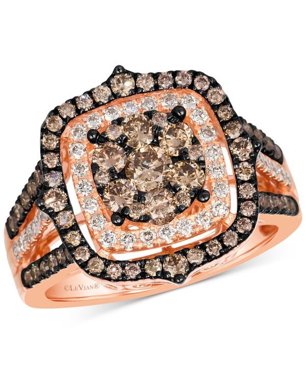 ル ヴァン レディース アクセサリー リング Le Vian Chocolate Diamond Nude Diamond Halo Clustering 112 ctw in 14k Rose Go