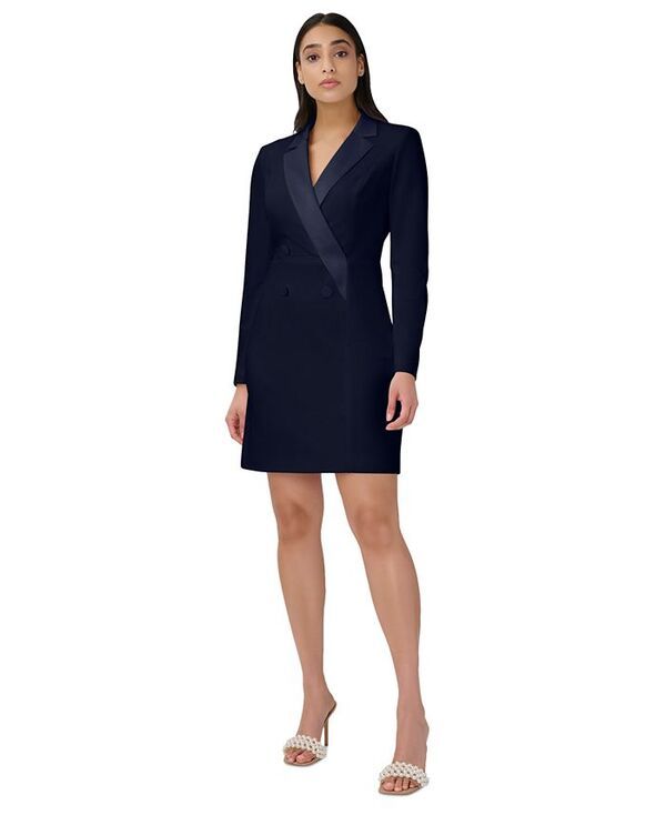 アドリアナ パペル レディース トップス ワンピース Adrianna Papell Womens Tuxedo Cocktail Sheath Dress Black ブラック