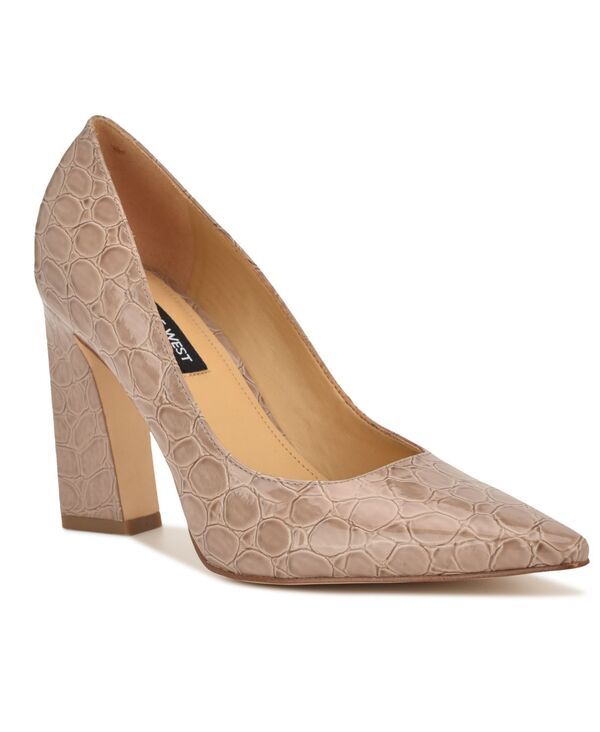 ナインウェスト レディース シューズ パンプス ヒール Nine West Womens Tamant Tapered Block Heel Pumps Natural Croco Patent