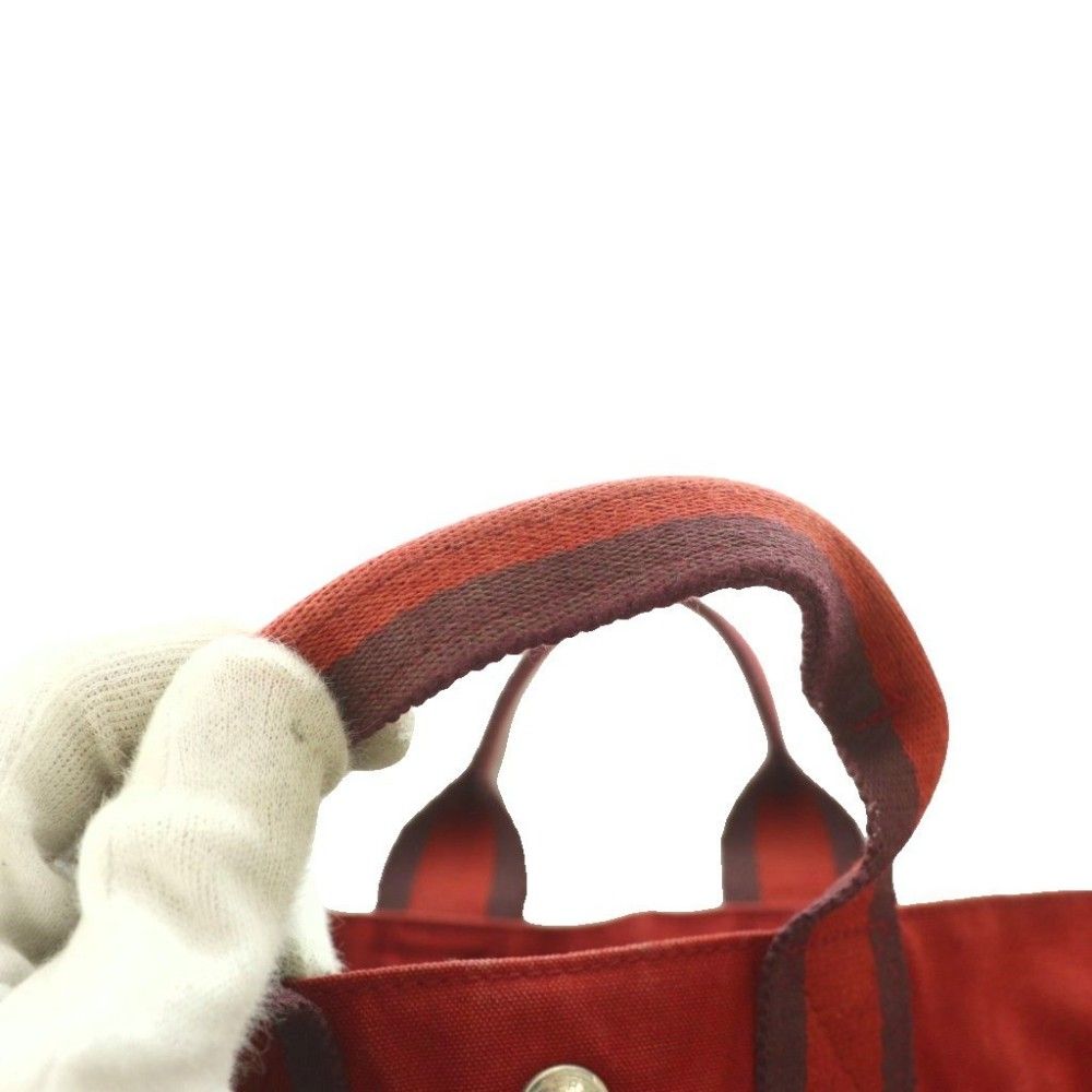 エルメス HERMES フールトゥ PM トートバッグ ハンド キャンバス 赤