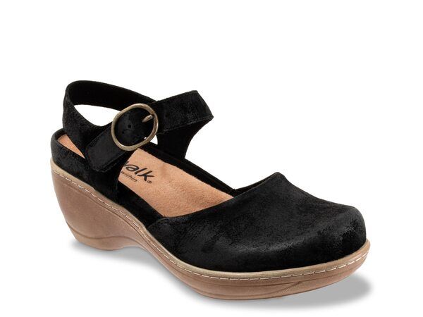 ソフトウォーク レディース シューズ サンダル Softwalk Mabelle Wedge Clog Black Nubuck ブラック
