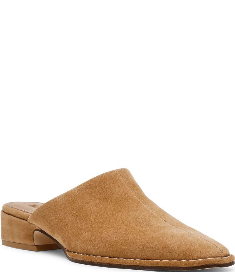 スティーブ マデン レディース シューズ サンダル スエード ヒール Steve Madden Dessa Suede Block Heel Mules Tan タン