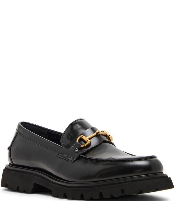 スティーブ マデン メンズ シューズ スリッポン・ローファー レザー Steve Madden Mens Naxos Leather Bit Buckle Lug Loafers Black ブラック