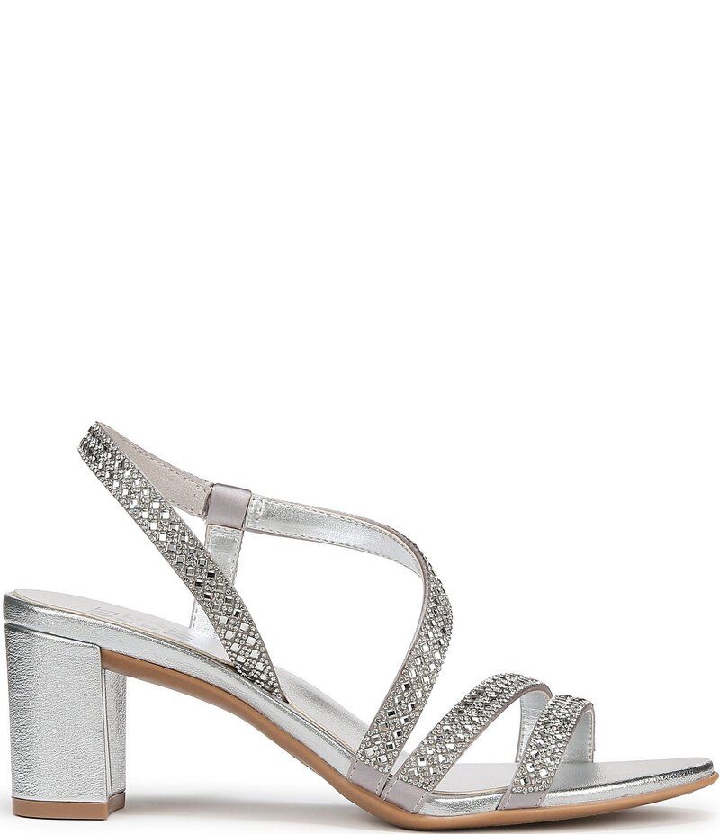 ナチュライザー レディース シューズ サンダル ヒール Naturalizer Vanessa Strappy Crystal Detail Block Heel Dress Sandals Silv