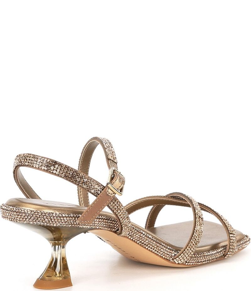 ジャンビニ レディース シューズ サンダル ヒール Gianni Bini Alyx Rhinestone Strappy Kitten Heel Dress Sandals Tinsel Bronz