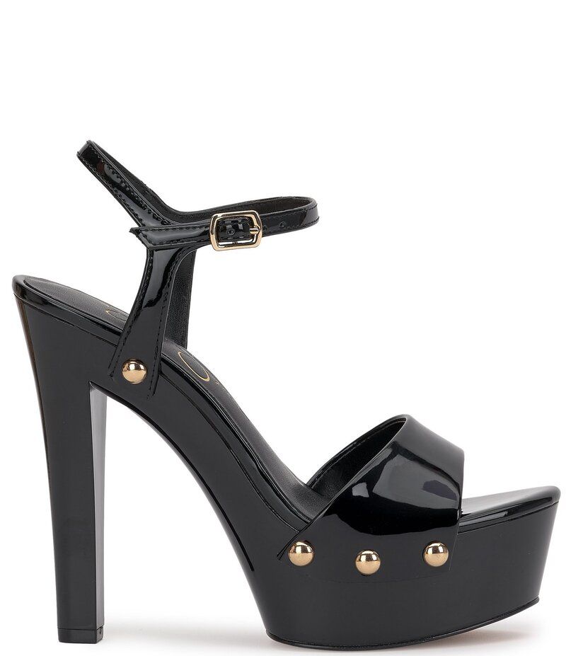 ジェシカシンプソン レディース シューズ サンダル プラットフォーム Jessica Simpson Calenta Patent Stud Platform Sandals Black ブラック