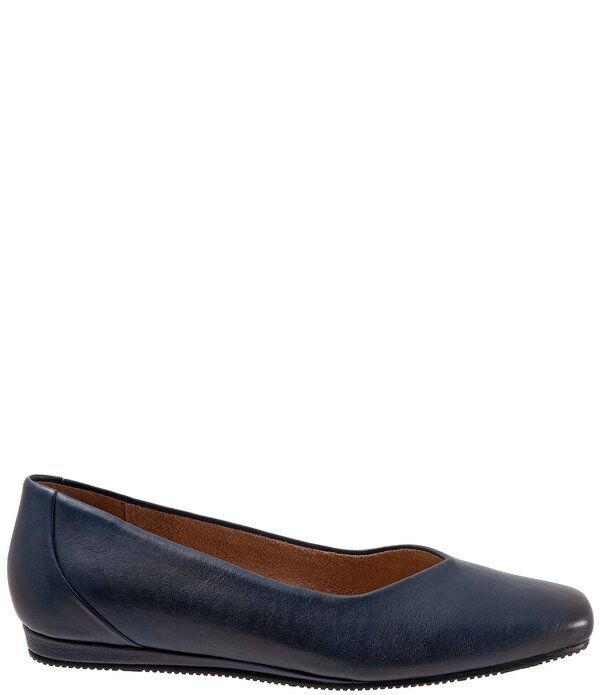 ソフトウォーク レディース シューズ パンプス レザー SoftWalk Vellore Leather Square Toe Flats Navy ネイビー