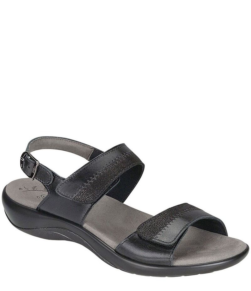 サス レディース シューズ サンダル プリント レザー ヒール SAS Nudu Printed Leather Heel Strap Sandals Midnight