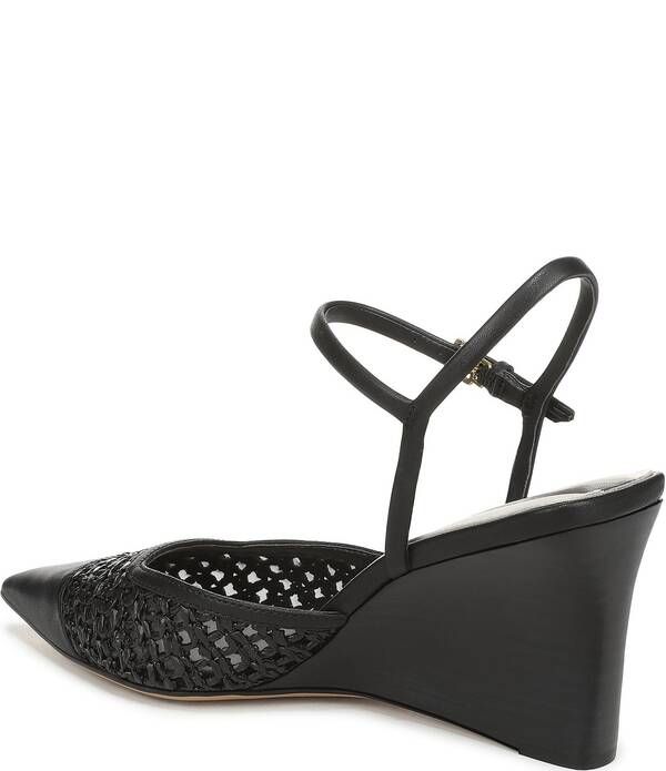 フランコサルト レディース シューズ サンダル アンクル Franco Sarto Cherie Raffia Pointed Toe Ankle Wrap Wedge Pumps Black ブラッ フランコサルト レディース シューズ サンダル アンクル Franco Sarto Cherie Raffia Pointed Toe Ankle Wrap Wedge Pumps Black ブラッ