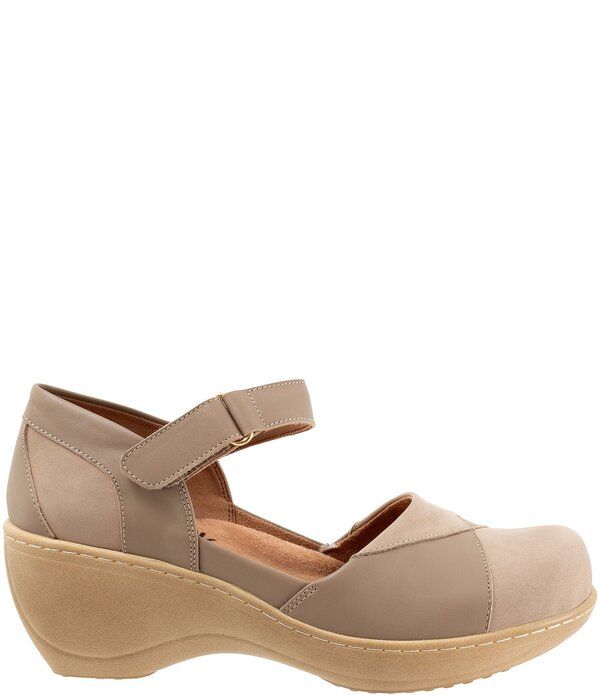 ソフトウォーク レディース シューズ サンダル スエード レザー SoftWalk Miri Leather and Nubuck Suede Mary Jane Clog Pumps Taupe ト