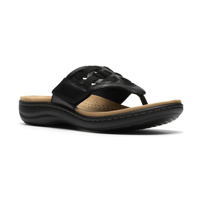 クラークス レディース シューズ サンダル レザー Clarks Laurieann Mia Womens Leather Flip Flop Sandals Black Leather ブラック