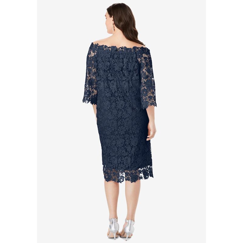 ロアマンズ レディース トップス ワンピース プラスサイズ レース Roamans Womens Plusize Off The Shoulder Lace Dress White ホワイト