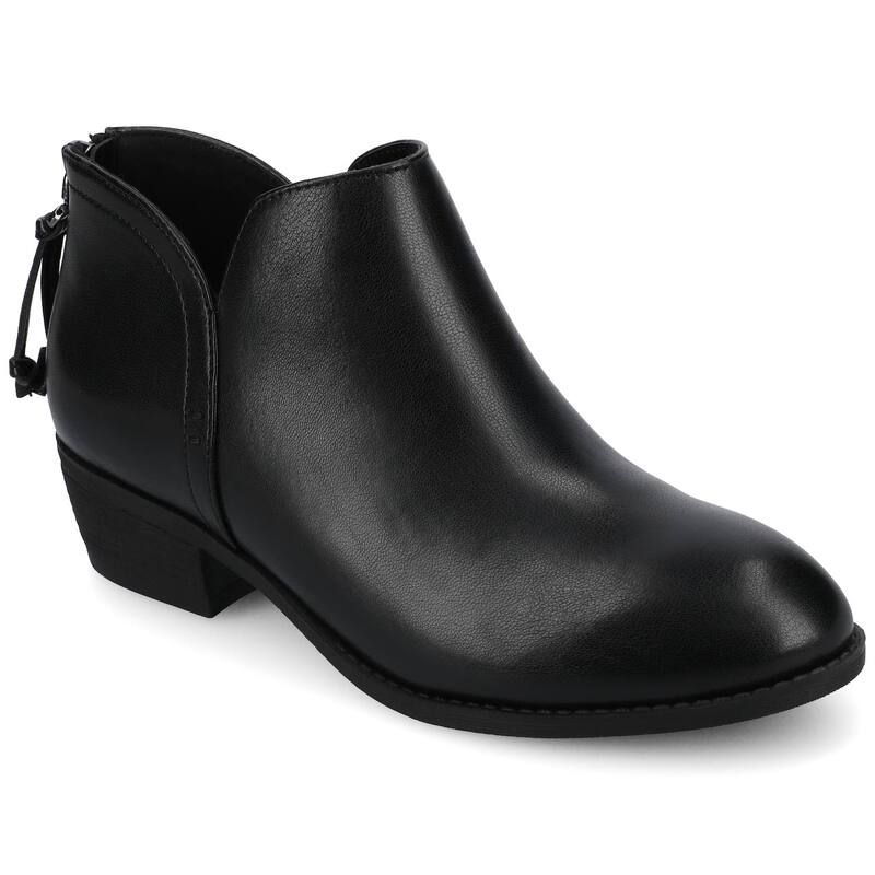 ジャーニー レディース シューズ ブーツ・レインブーツ ヒール Journee Livvy Womens Back Heel Zip Stacked Heel Booties Black Pu ブラッ