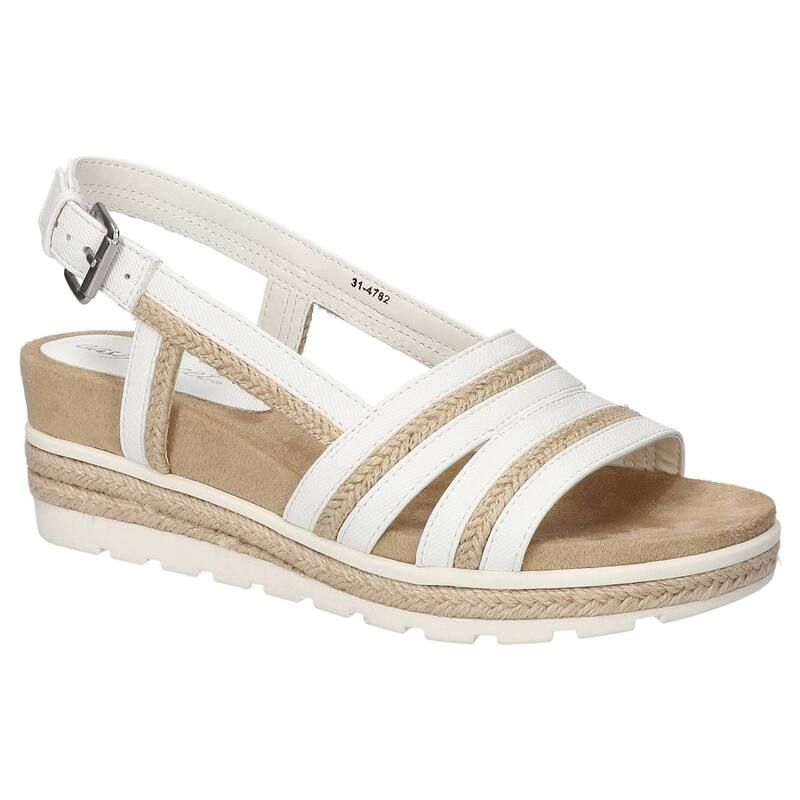 イージーストリート レディース シューズ サンダル Easy Street Mel Slingback Womens Wedge Sandals White ホワイト