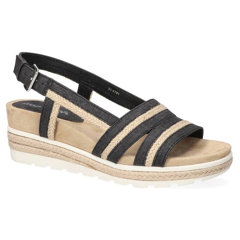イージーストリート レディース シューズ サンダル Easy Street Mel Slingback Womens Wedge Sandals Washed Black ブラック