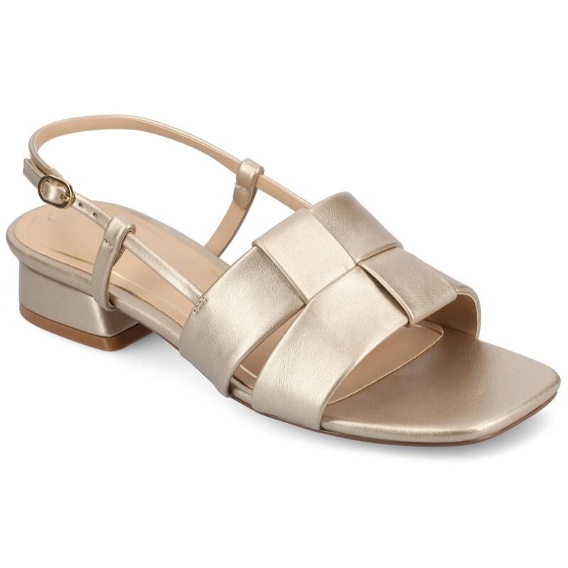 ジャーニー レディース シューズ サンダル ヒール Journee Tabatha Womens Tru Comfort Foam Low Covered Block Heel Sandals Cha