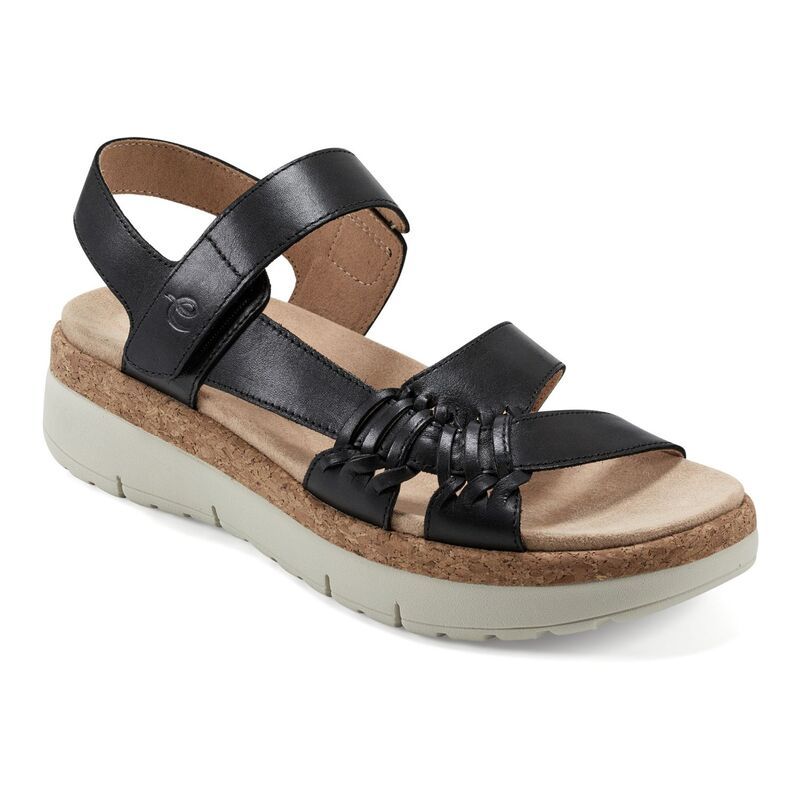 イージースピリット レディース シューズ サンダル プラットフォーム Easy Spirit Ilena Womens Platform Sandals Black Leather ブラック