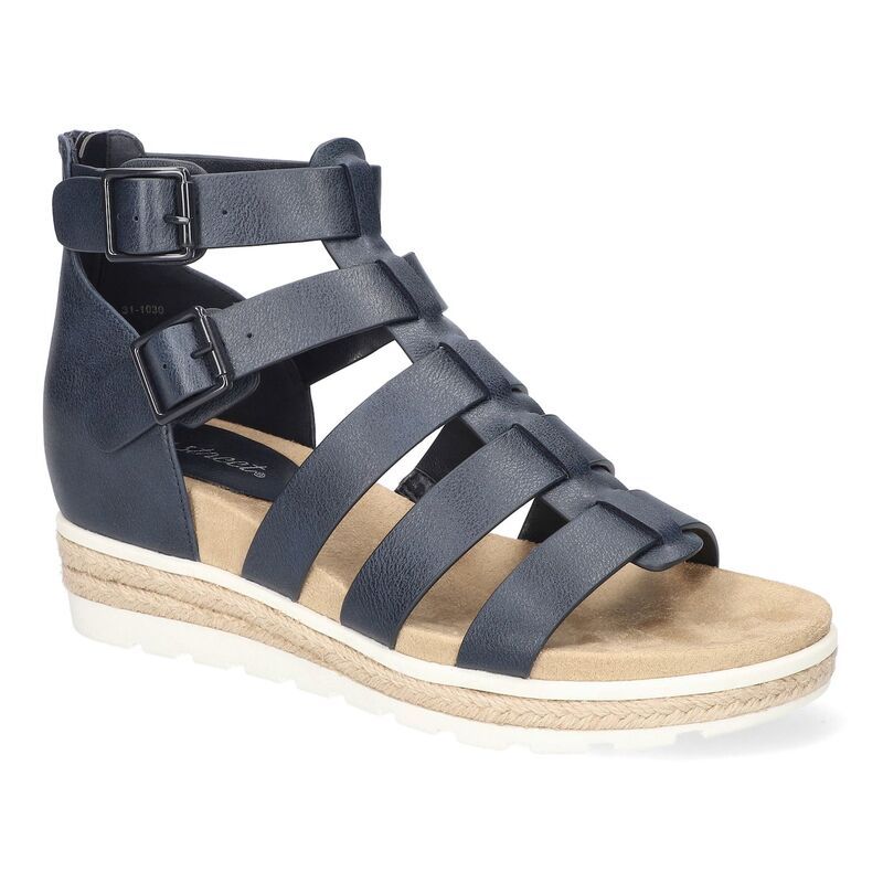 イージーストリート レディース シューズ サンダル プラットフォーム Easy Street Simone Womens Gladiator Platform Wedge Sandals Navy ネ