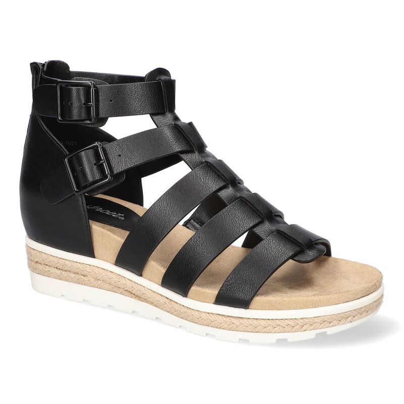イージーストリート レディース シューズ サンダル プラットフォーム Easy Street Simone Womens Gladiator Platform Wedge Sandals Black