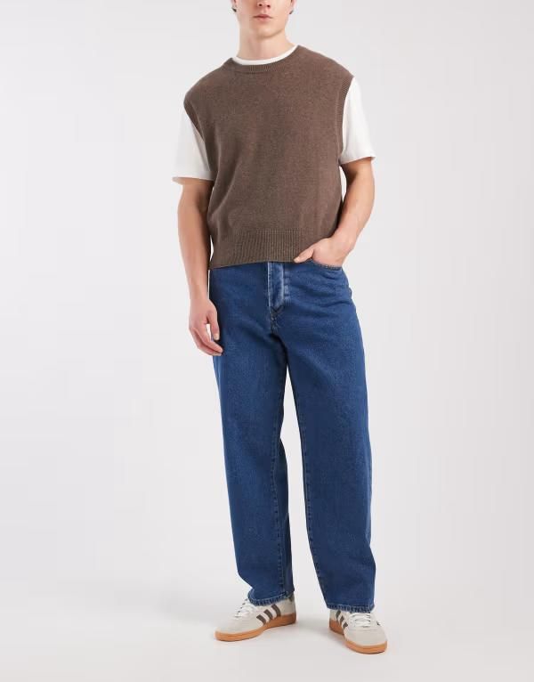 オンリーアンドサンズ メンズ ボトムス デニムパンツ ジーンズ ONLY SONS loose fit jeans in dark blue wash Dark Mid Blue Denim デニム