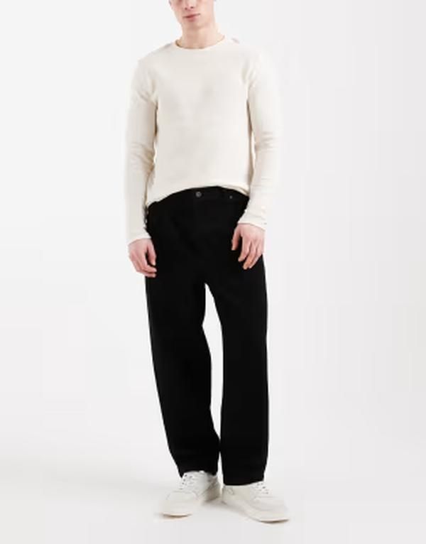 エイソス メンズ ボトムス デニムパンツ ジーンズ ASOS DESIGN relaxed tapered jeans Black ブラック