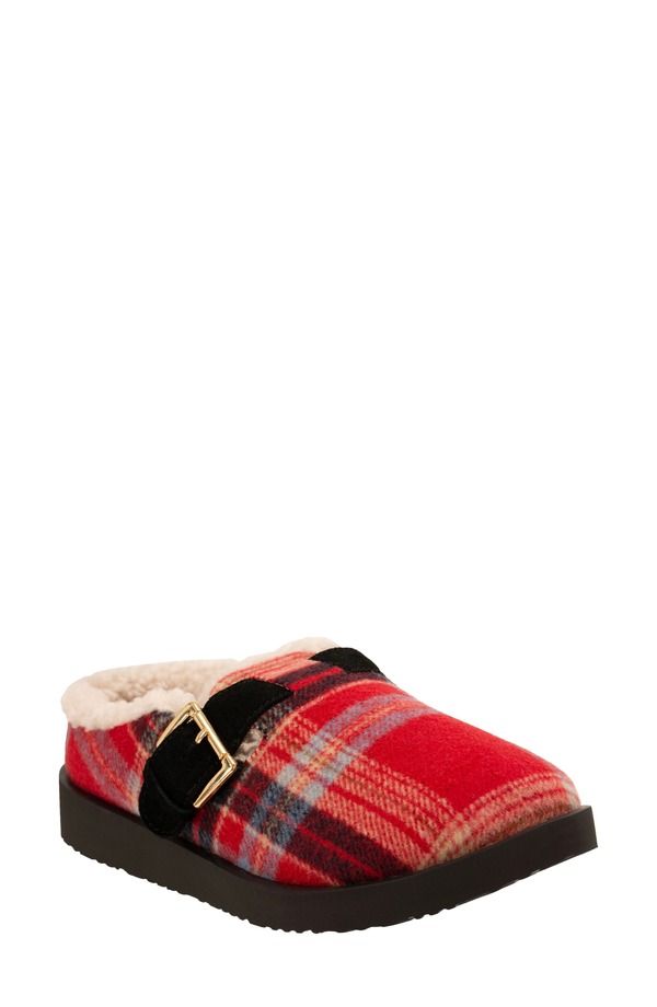 レヴィタライン レディース シューズ サンダル Revitalign Gift Plaid Faux Shearling Lined Slippered レッド