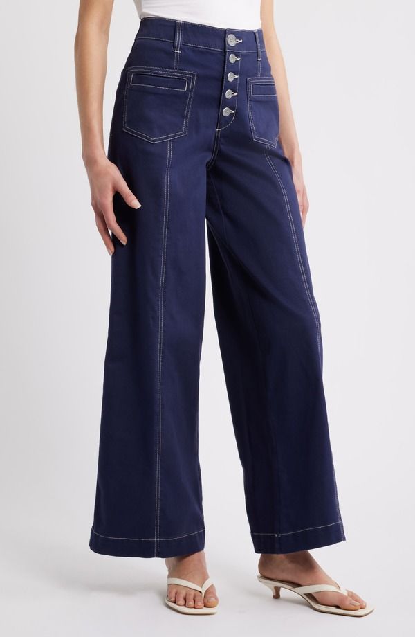 ウィットウィズダム レディース ボトムス レギンス ワイドレッグ ハイウエスト パンツ Wit Wisdom Skyrise High Waist Exposed Button Fly Wide Le