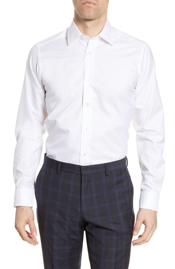 デイビッドドナヒュー メンズ トップス シャツ スリムフィット Davidonahue Slim Fit Superfine Twill Dresshirt White ホワイト