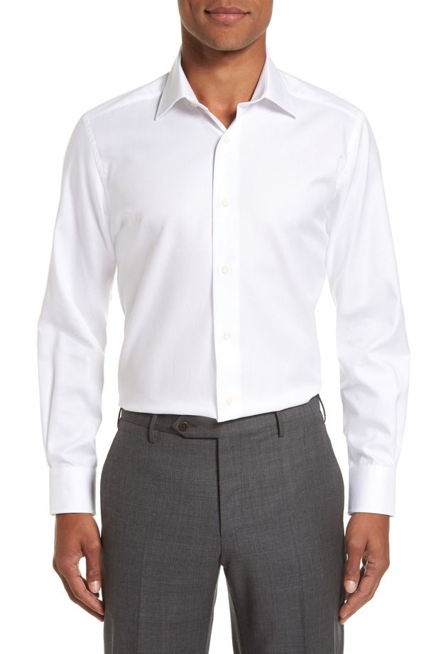 デイビッドドナヒュー メンズ トップス シャツ オックスフォード Davidonahue Trim Fit Royal Oxfordresshirt White ホワイト