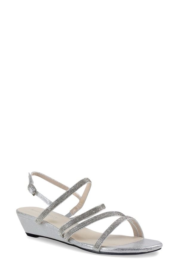 タッチアップ レディース シューズ ヒール サンダル Touch Ups Jodi Slingback Wedge Sandal Silver シルバー