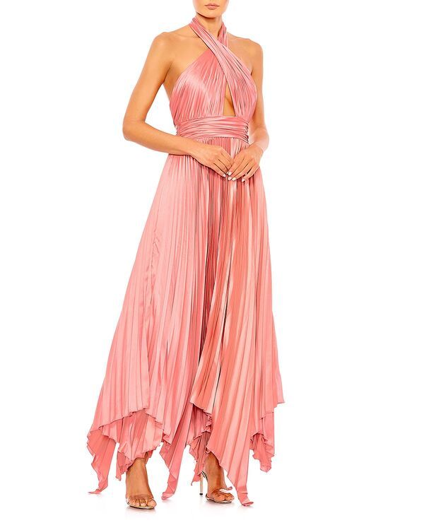 マックダガル レディース トップス ワンピース アシンメトリー プリーツ ホルター Mac Duggal Pleated Halter Neck Asymmetrical Hem Gown Rose