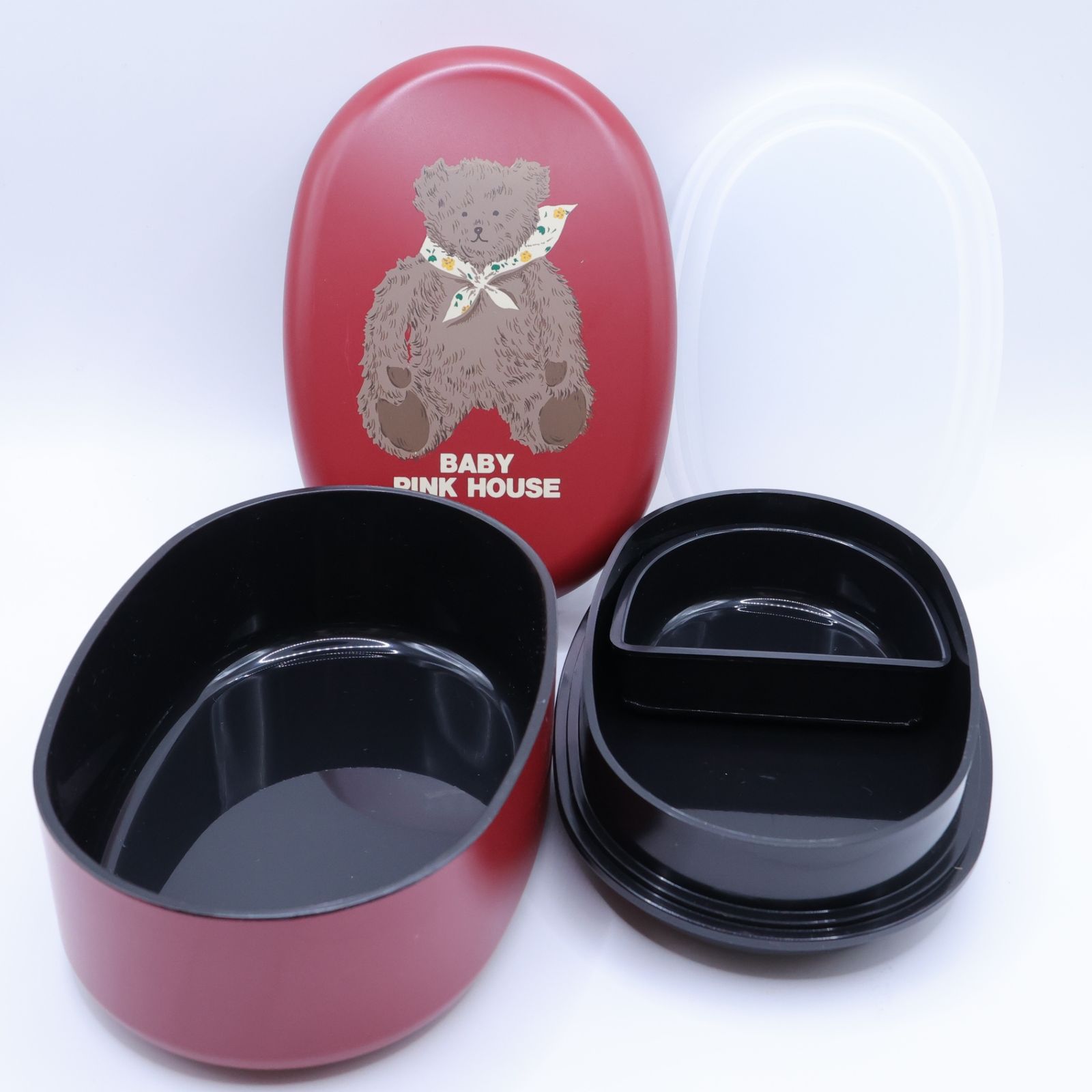 美品】ベビーピンクハウス☆お弁当箱♪2段 テディデザイン ランチ