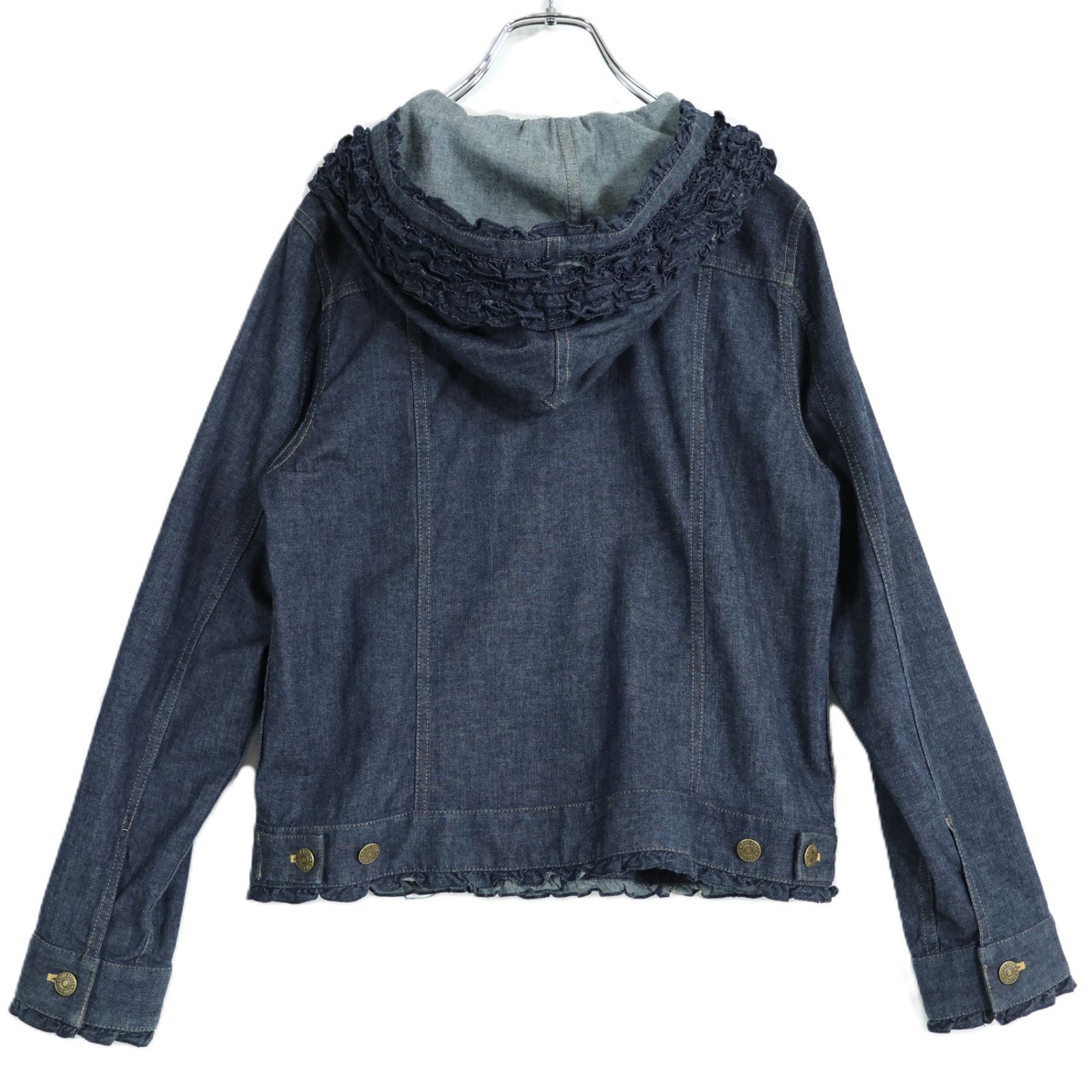 美品】ピンクハウス☆フリル使い♪フード付きデニムジャケット 大きい
