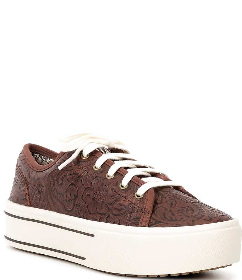 アリアト レディース ボトムス カジュアルパンツ フラワー柄 プラットフォーム スニーカー レース レザー フラワー Ariat Womens Skylar Floral Embossed Leath