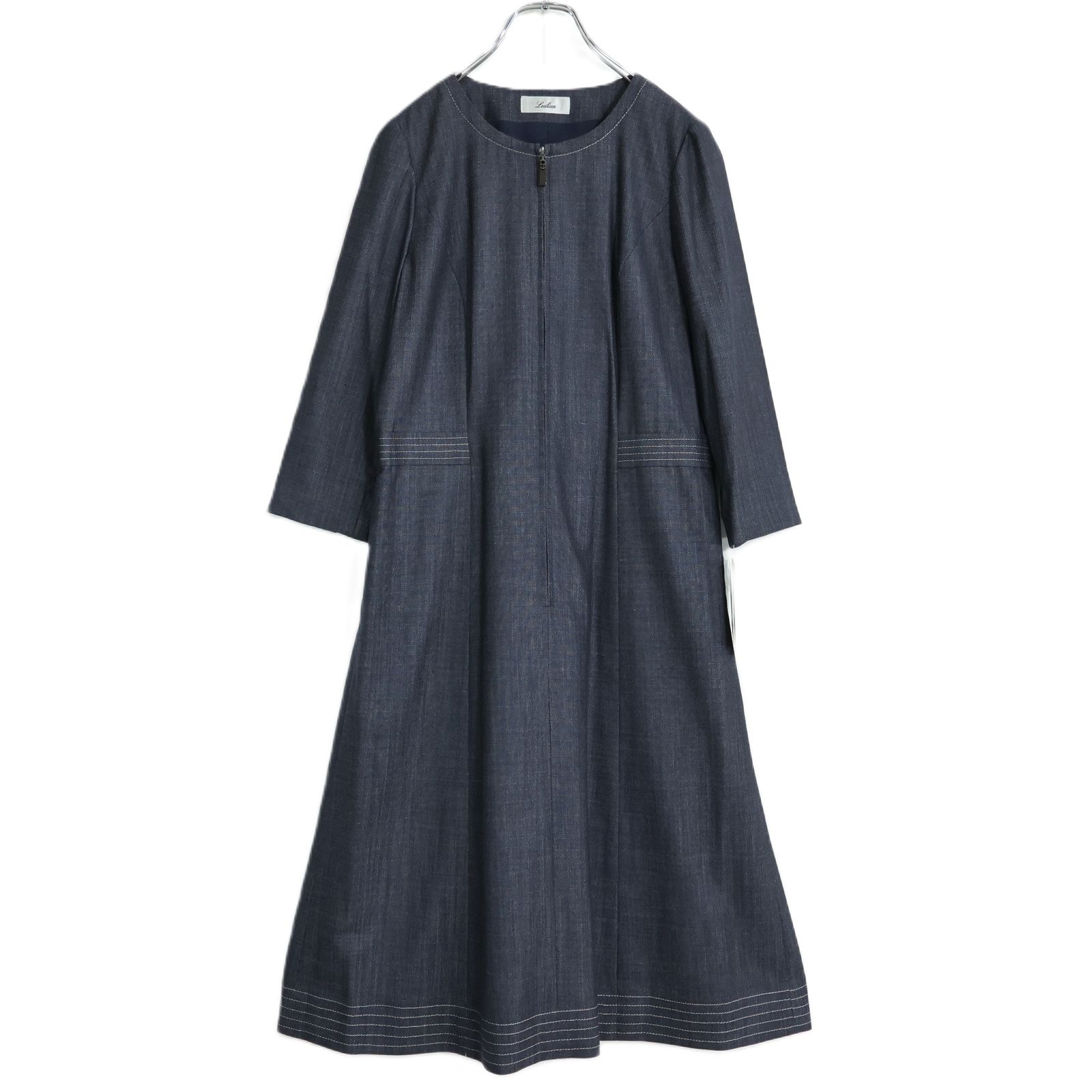 極美品・紙タグ有】レリアン☆上質素材♪七分袖ワンピース サイズ7