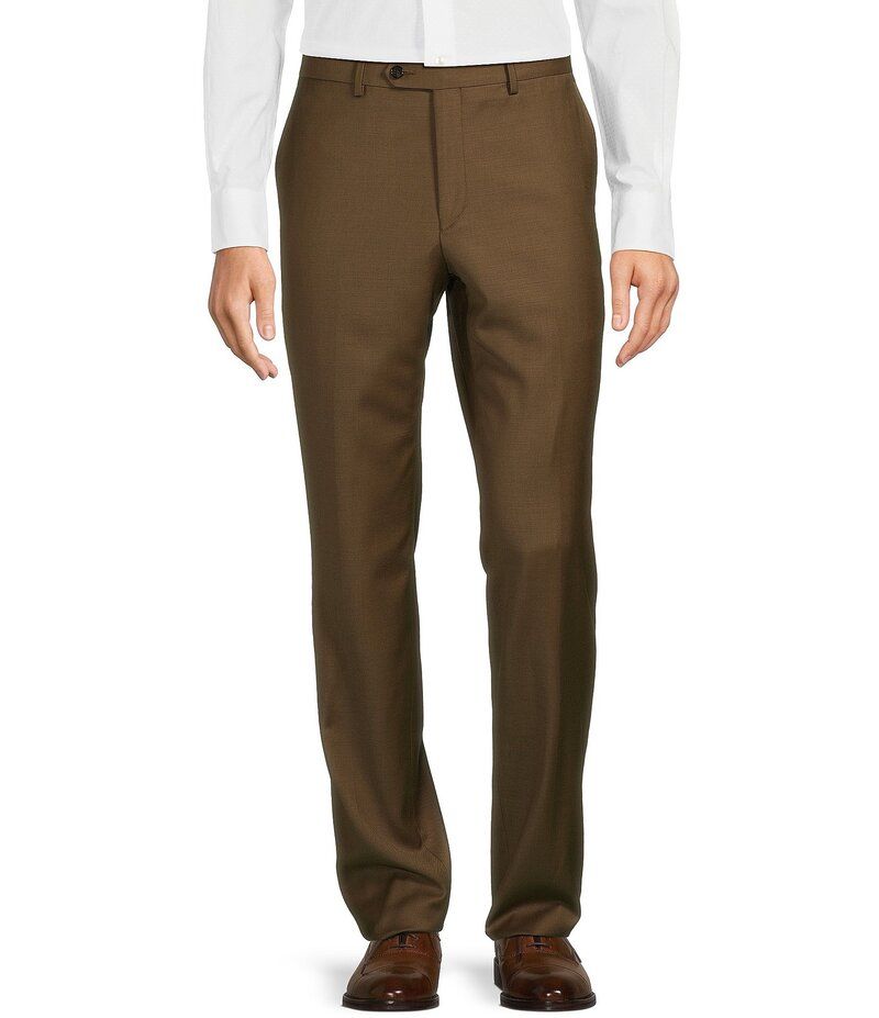 ヒッキーフリーマン メンズ ボトムス カジュアルパンツ パンツ Hickey Freeman Modern Fit FlatFront Solid Dress Pants Tobacco