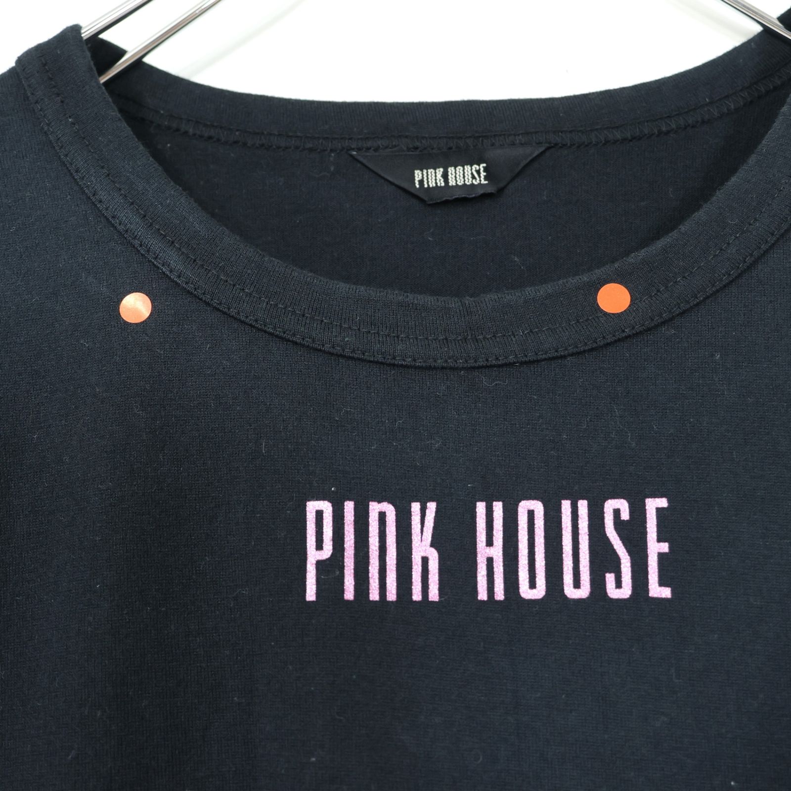 ピンクハウス☆ロゴT♪PINKHOUSE 半袖 カットソー Tシャツ 綿100% 黒系